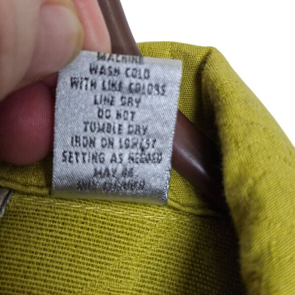 Chicos Size 1 S Yellow Textured Button-Up Jacket Cotton Lightweight Casual Fit - Picture 4 of 9
